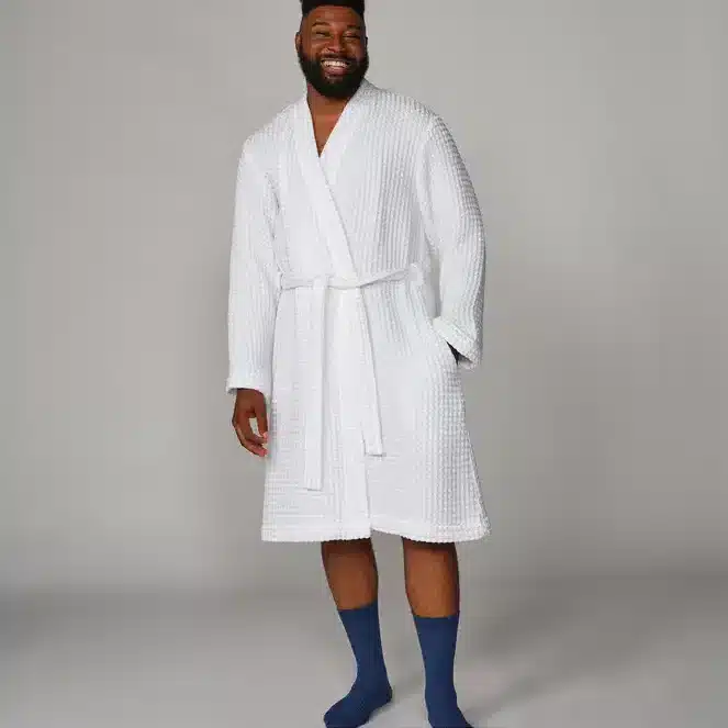 man in white bath robe