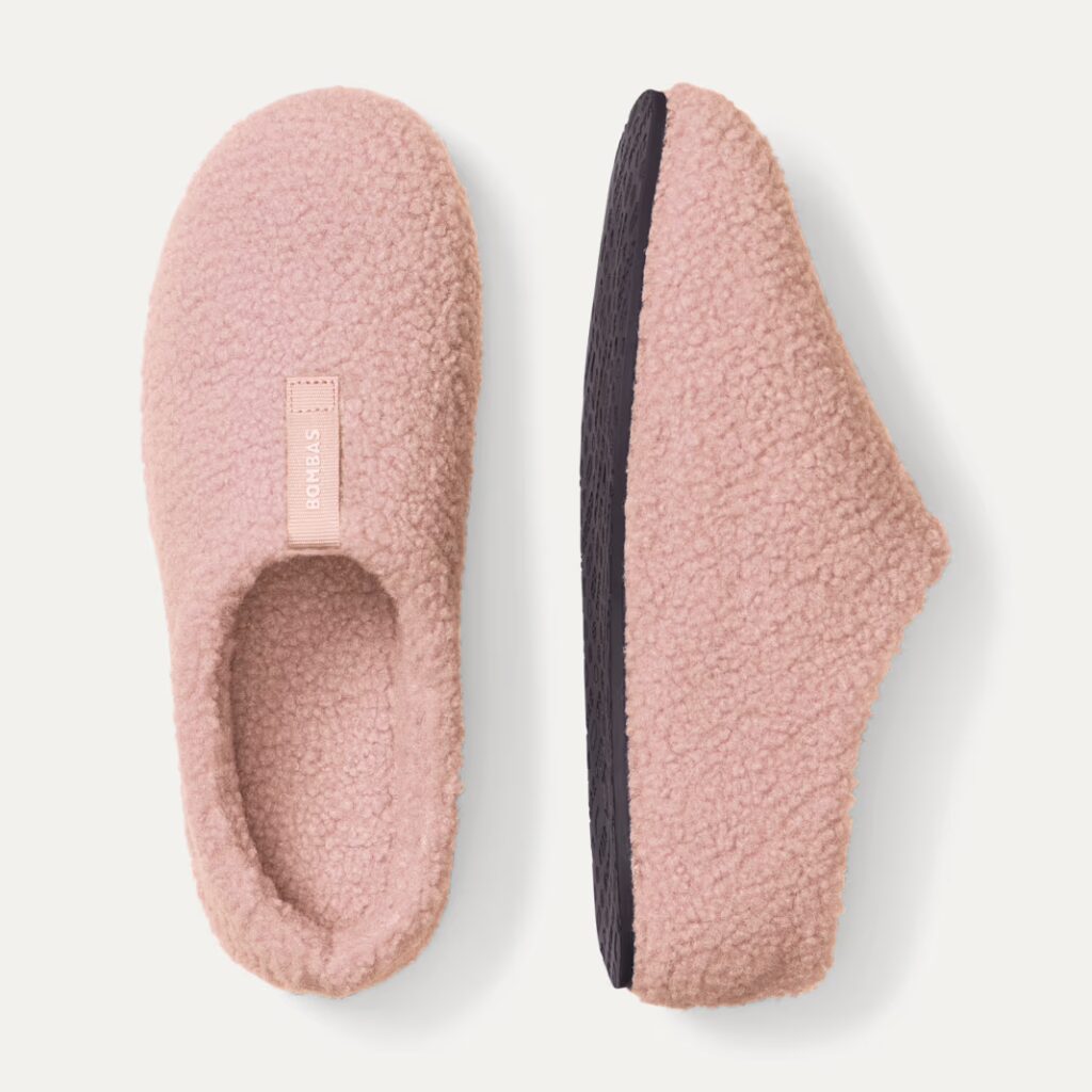 pink slippers on white background
