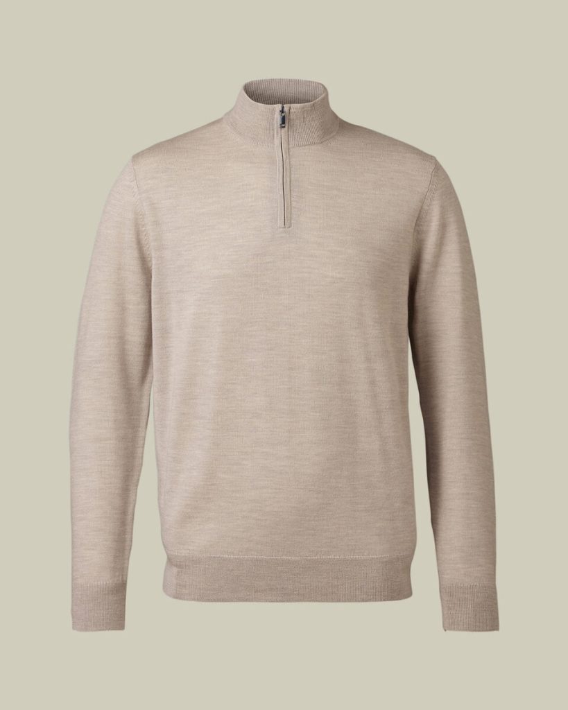 Pure Merino Quarter Zip Sweater - Limestone