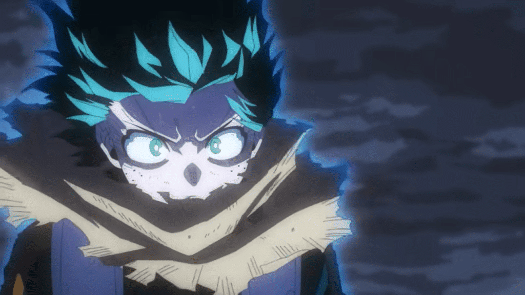 Izuku Miboriya using his Quirks and powering up