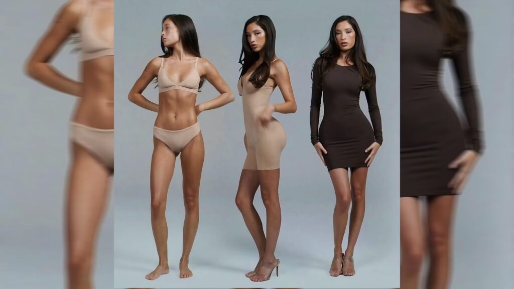 models wearing shapewear showing the SKIMS-ification of fashion