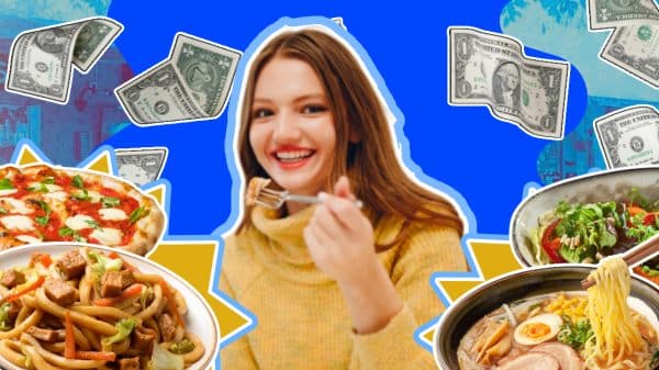 Image showing noodles, pizza, pasta and money.