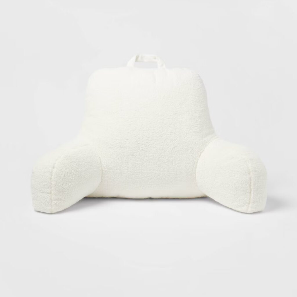 white back rest pillow on gray background