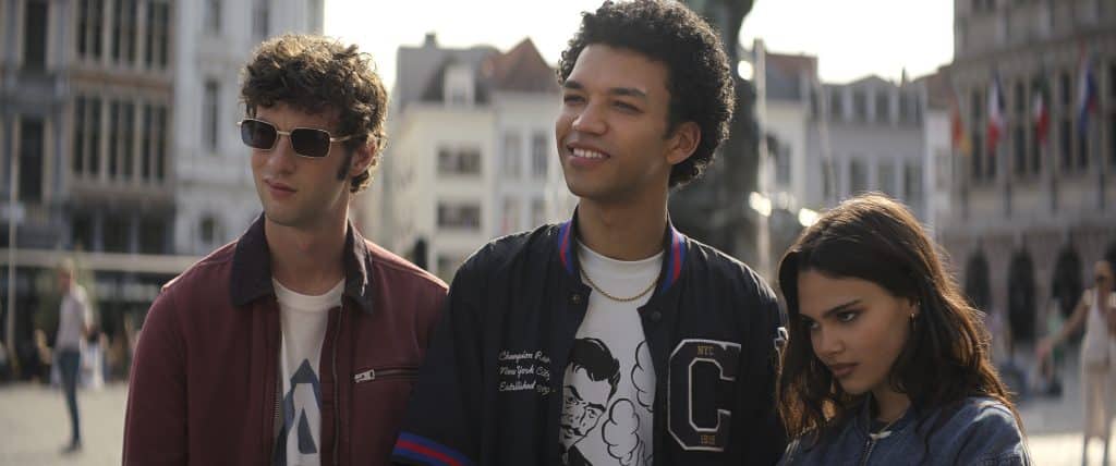 Dominic Sessa as Bosco, Justice Smith as Charlie, and Ariana Greenblatt as June in Now You See Me: Now You Don’t.