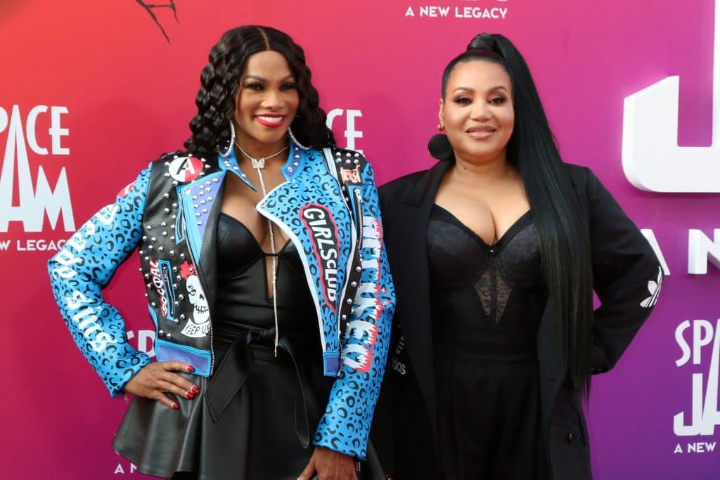 Sandra Denton, Cheryl James, Salt-N-Pepa at the Space Jam: A New Legacy Premiere at the Microsoft Theater on July 12, 2021 in Los Angeles, CA