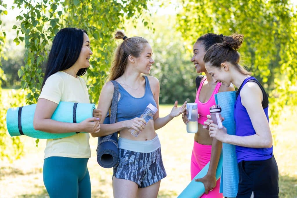 Group of girls meets for yoga