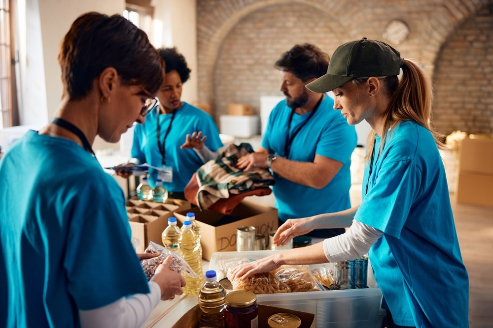 Volunteers at a foodbank