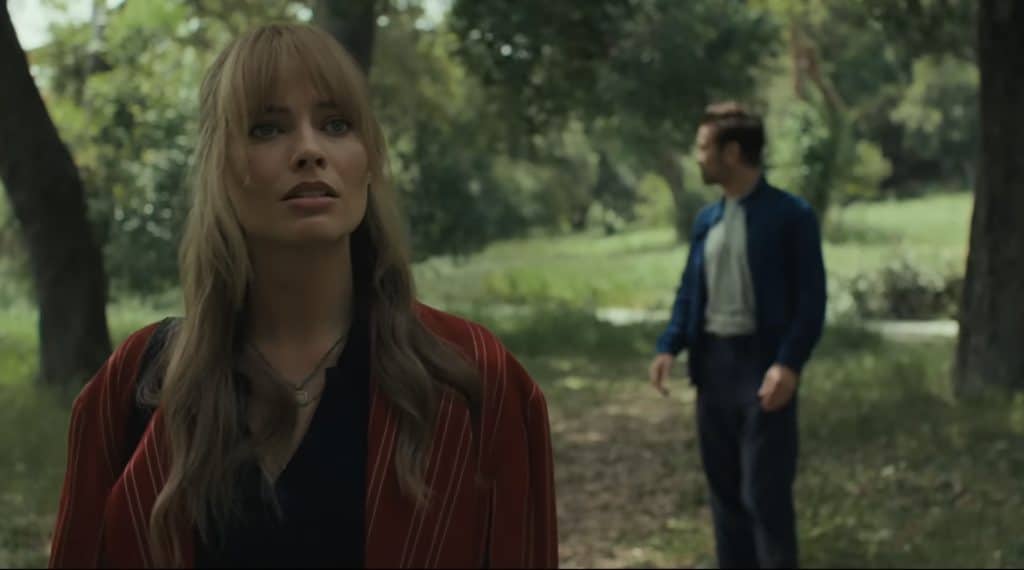 Margot Robbie and Colin Farrell in "A Big Bold Beautiful Journey." (Credit: Sony Pictures)
