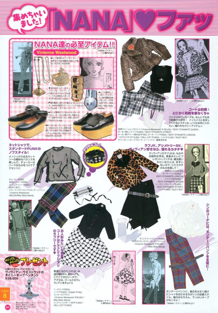 Y2K Nana inspired outfit collage.
