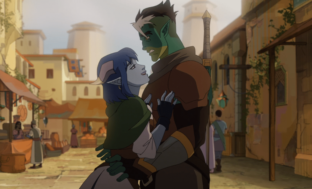 A screen capture of Fjord and Jester meeting in Nicodranas.