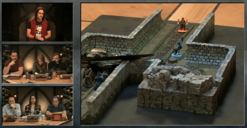 A screenshot of episode 13 of The Mighty Nein Live Show consisting of combat in the sewers.