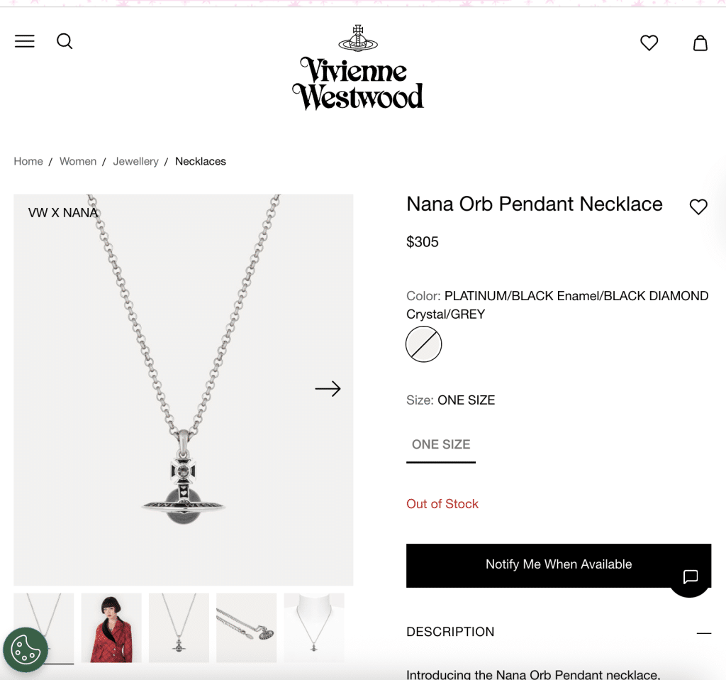 A Nana pendant necklace.