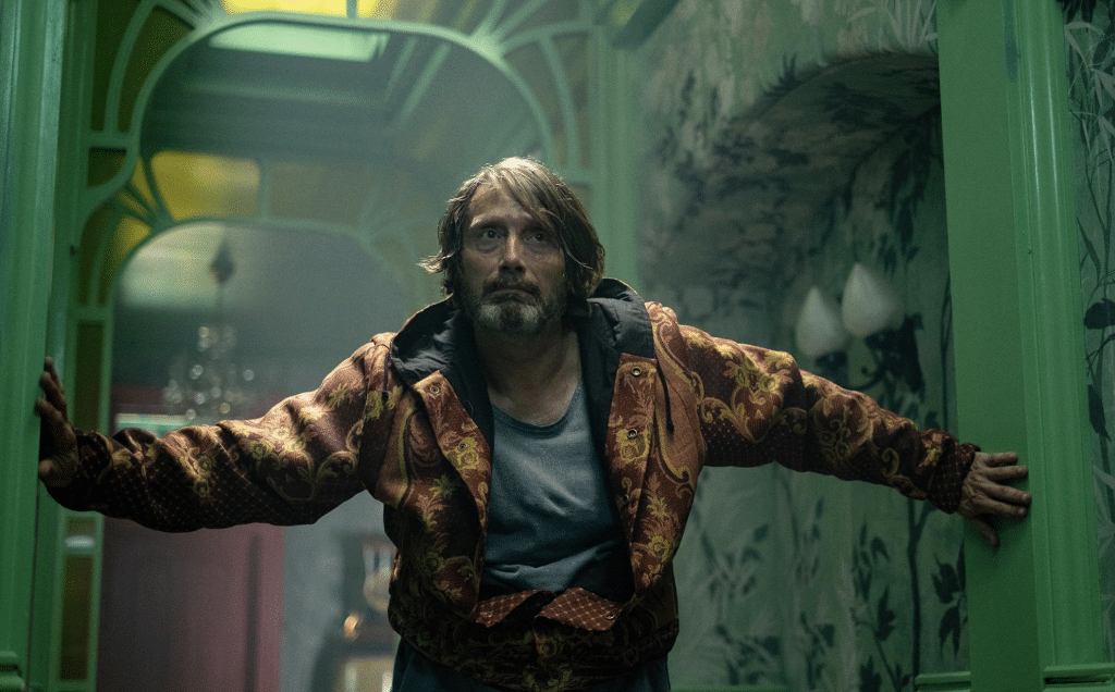 Mad Mikkelsen holds himself together. Credit: Lionsgate Films.