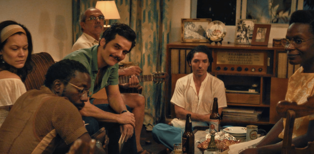 Marcelo and friends recount stories of their lives. Credit: NEON.