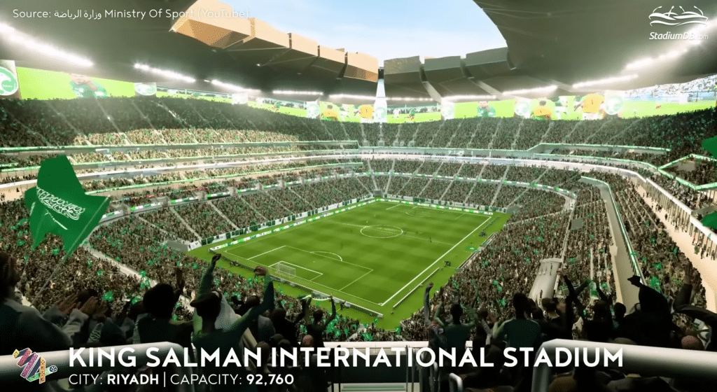 King Salman International Stadium in Riyadh, a centerpiece of Saudi Arabia’s push to host the 2034 World Cup and showcase its football ambitions.