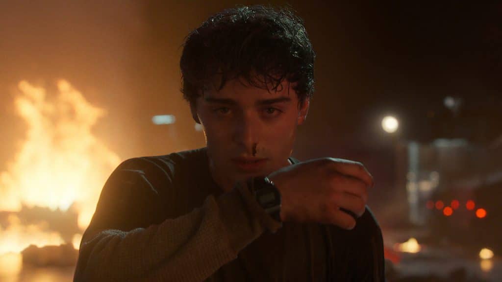 Will wipes the blood off his nose. (Credit: Tudum/James Reed)