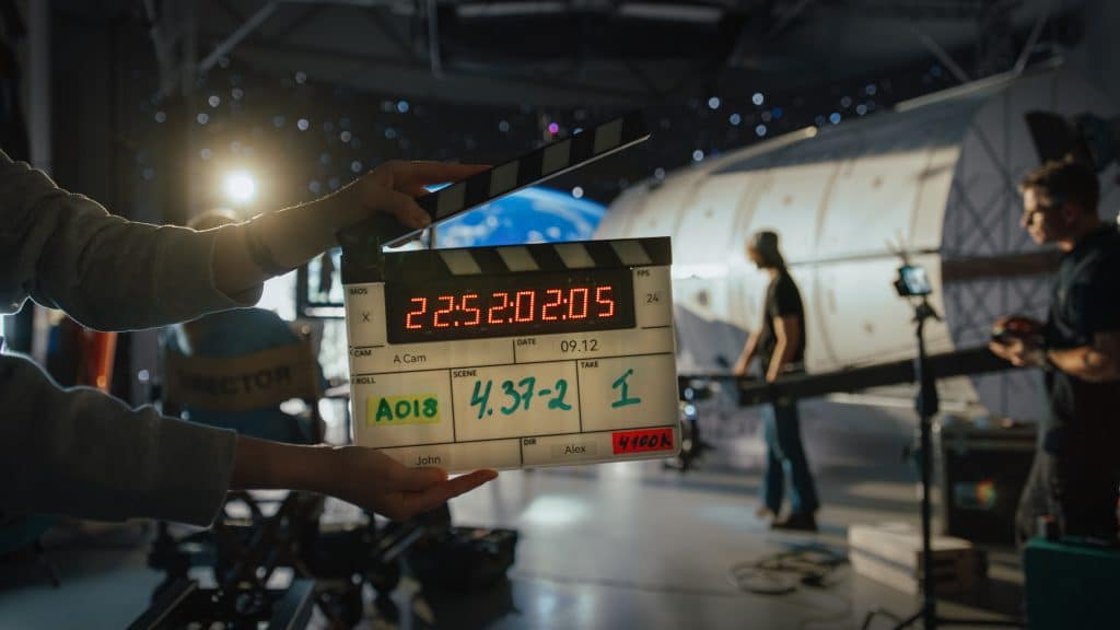 Crew works on set.