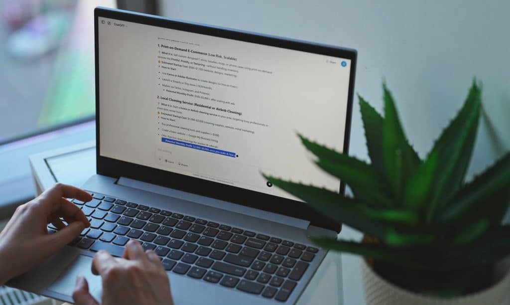 Someone receiving an answer from ChatGPT on their laptop.