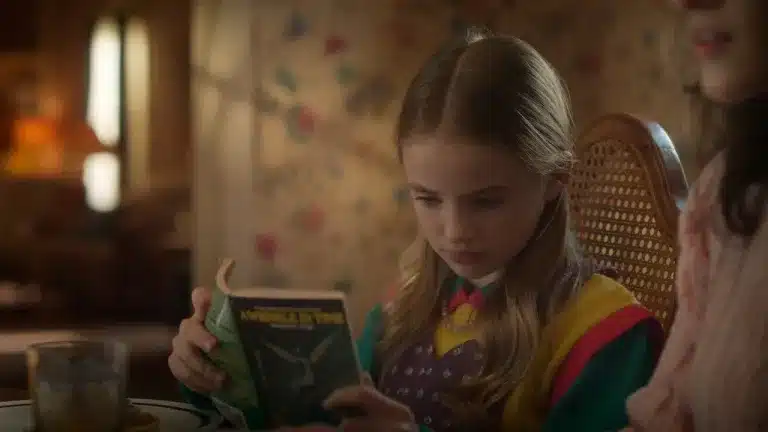 Holly reading "A Wrinkle In Time"