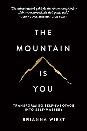 A simple book cover featuring a small figure facing a towering mountain, representing personal challenges and inner transformation