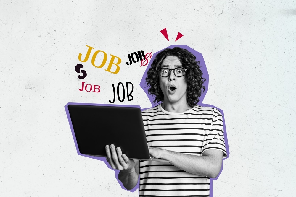 A man worries about job applications on his laptop.