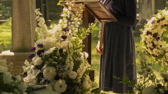Marge at a funeral.
