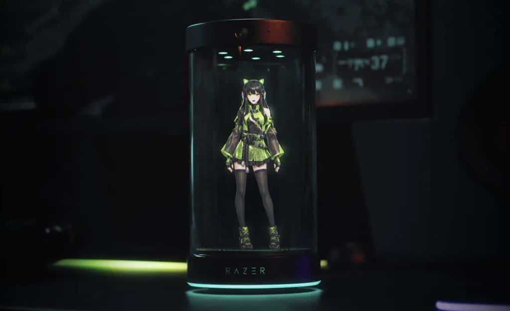 The avatar hologram "Kira" inside of display jar.