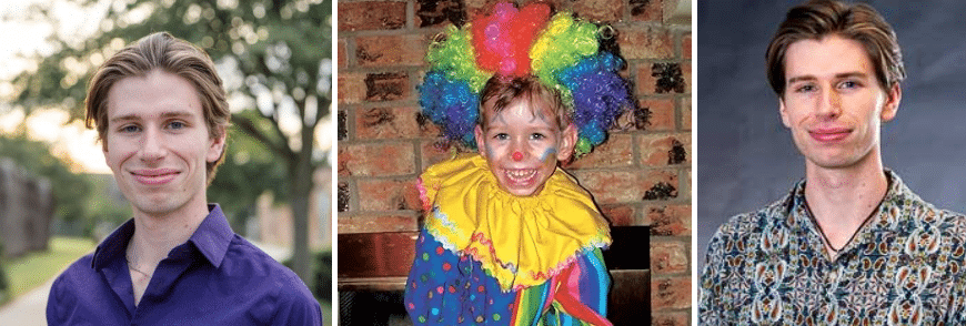 Three images of Jacob Wiant. Two as an adult, and one as a child. They are from his LinkedIn profile, his Amazon author profile, and his photo from Radford University's directory, from left to right respectively.