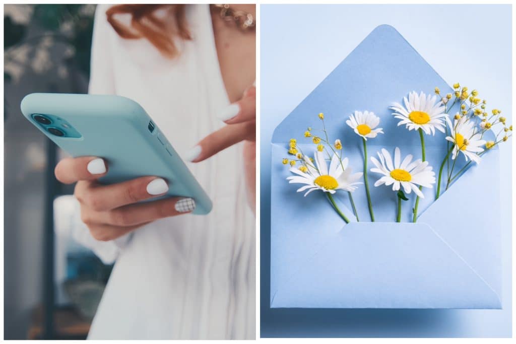 Image showing a phone and envelope to represent messaging your friends in the new year