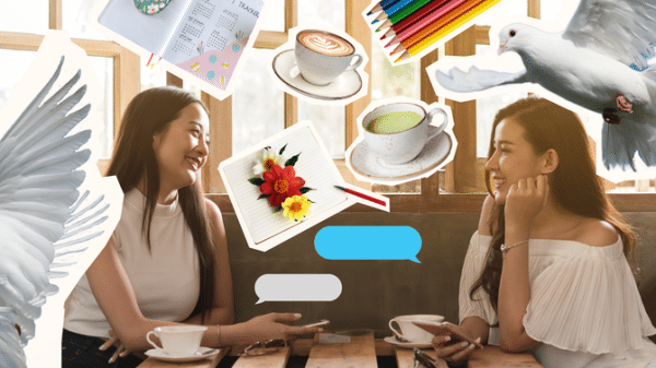 Image showing two friends having coffee.