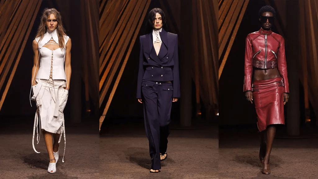 Runway looks of current season with low rise.