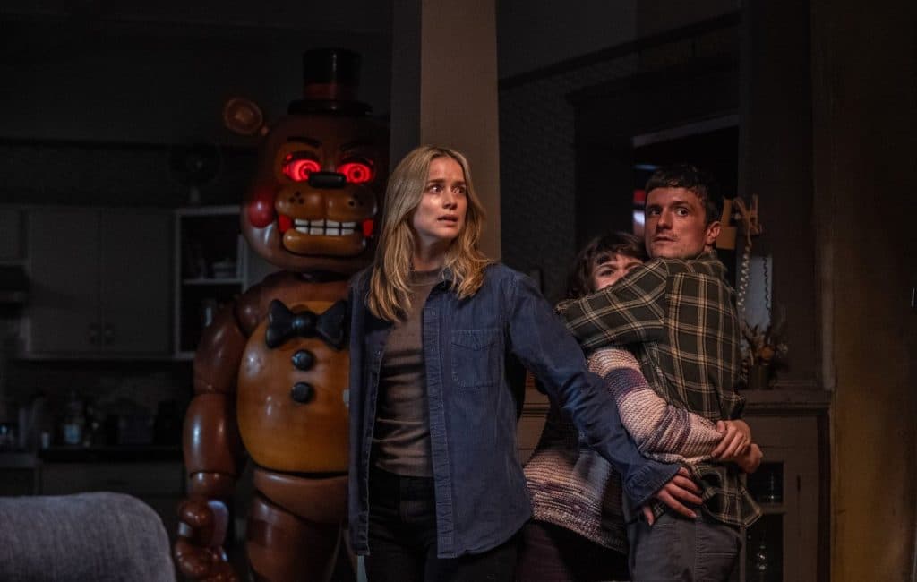 Actors Josh Hutcherson, Piper Rubio and Elizabeth Lail in the second Five Nights at Freddy's movie.
