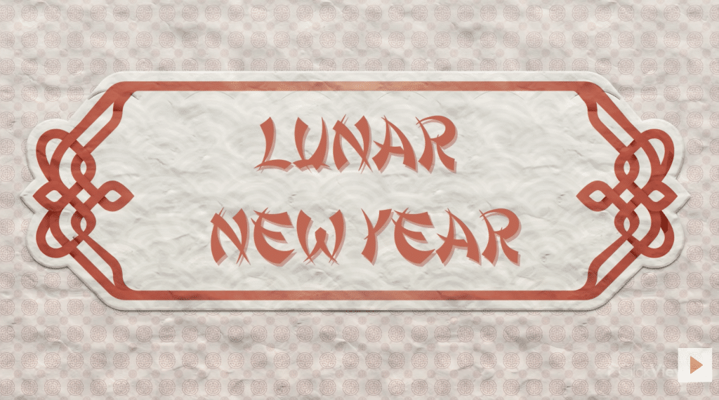 Banner red text that reads "Lunar New Year" with a red border