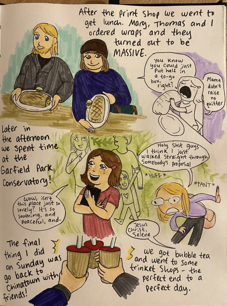 A picture from my journal of the burrito I ate! (Maggie Breitenmoser)
