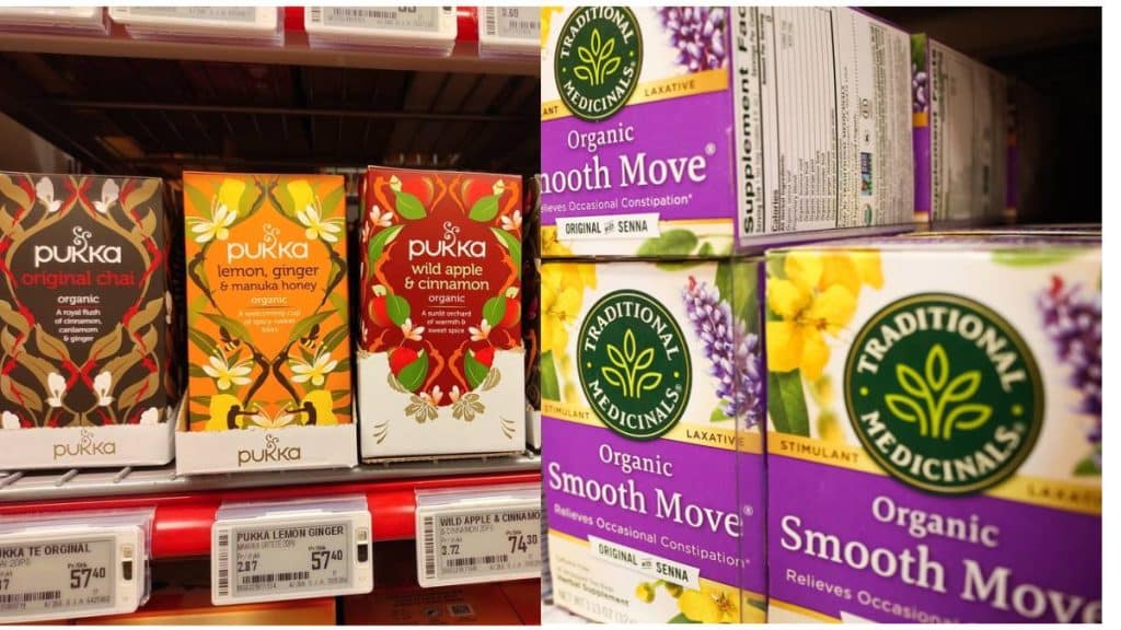 boxes of pukka brand tea and traditional medicinals tea