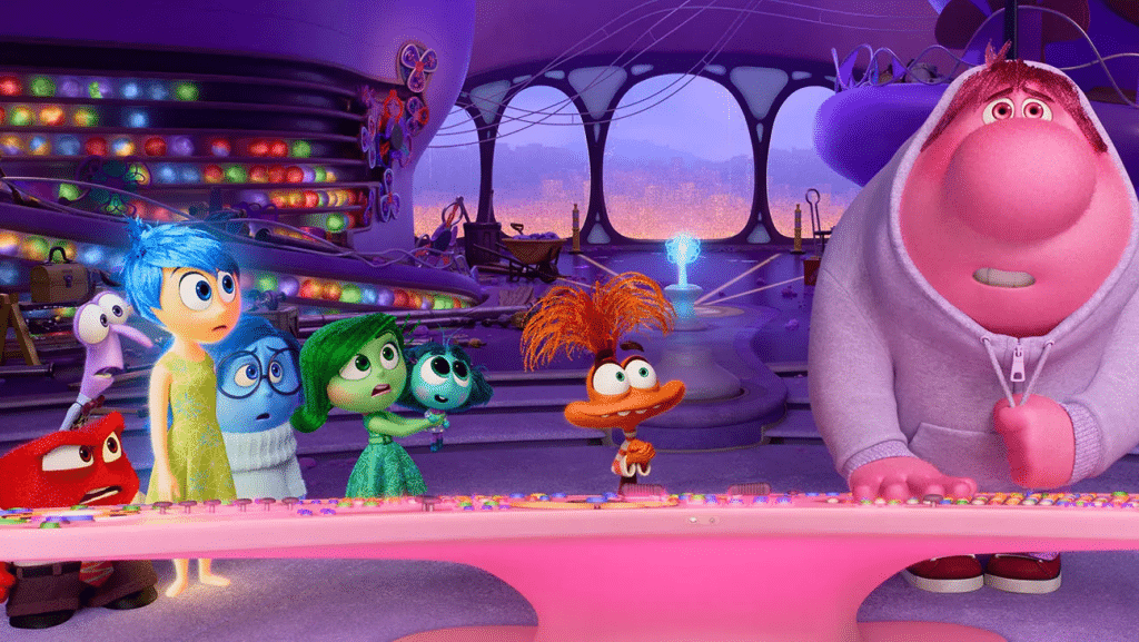 The other emotions staring at Embarrassment. (Credit: Disney/Pixar)