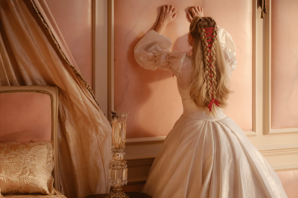 Margot Robbie as Catherine claws at the walls of the "skin room."