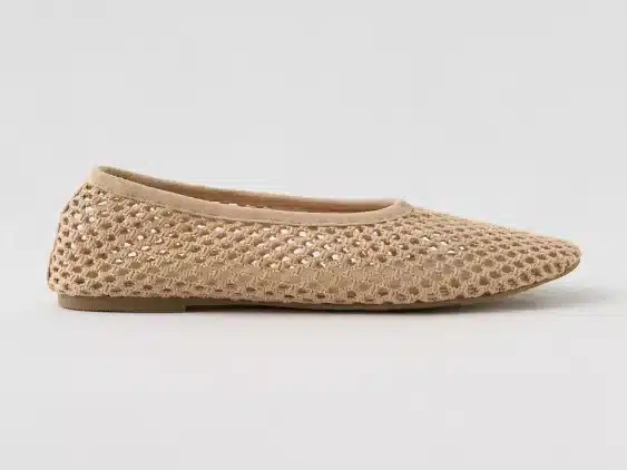 tan colored crochet flat from Aerie