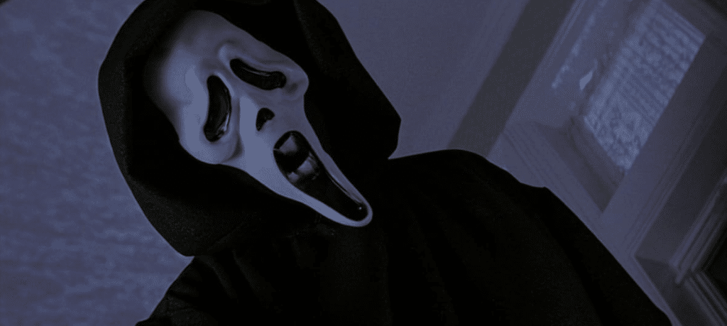 Image of ghost face killer from the first 'Scream' movie.