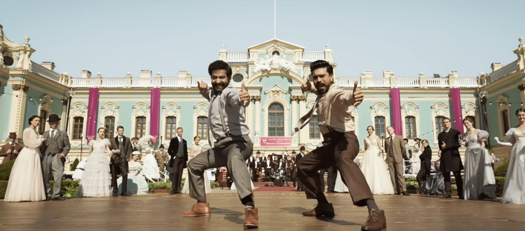N. T. Rama Rao Jr. & Ram Charan in RRR (2022) (Credit: YouTube/@T-Series)
