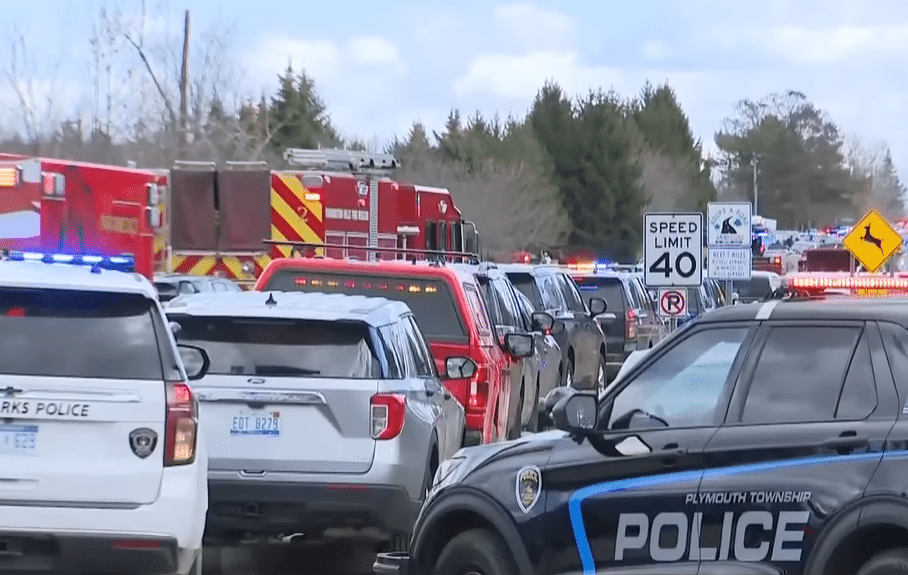 Emergency responders at the antisemitic Michigan shooting at a synagogue.
