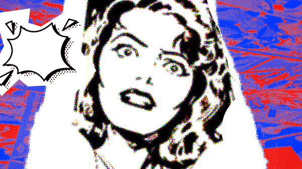 Comic book page with woman and speech bubble