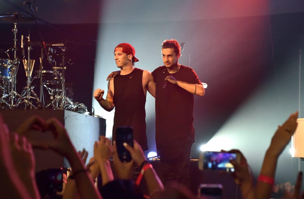 Musical duo Twenty One Pilots performing on stage during the Soundbox Asia Music Festival in 2015