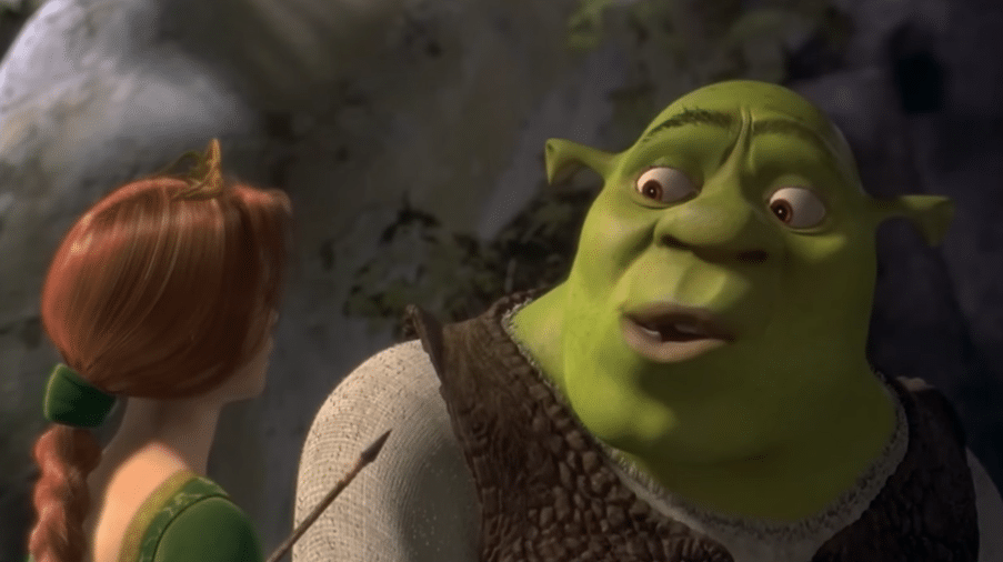 Shrek talking to Princess Fiona
