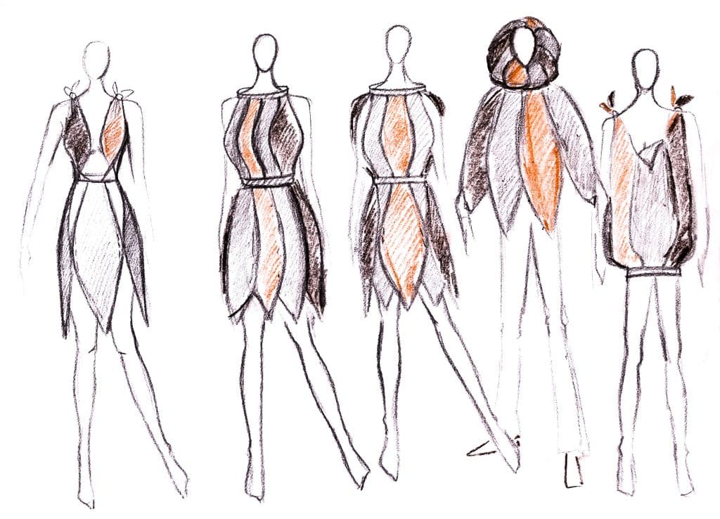 Sketches of fashion styles