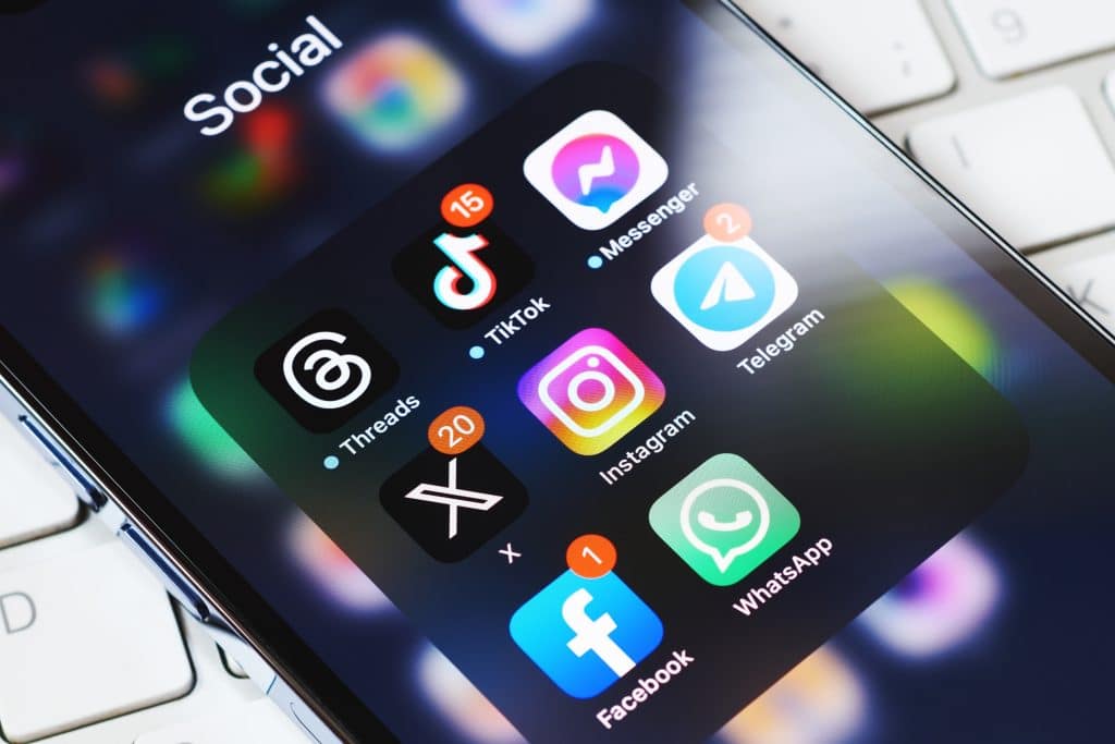 Social media apps such as TikTok, Instagram, Whatsapp and X.