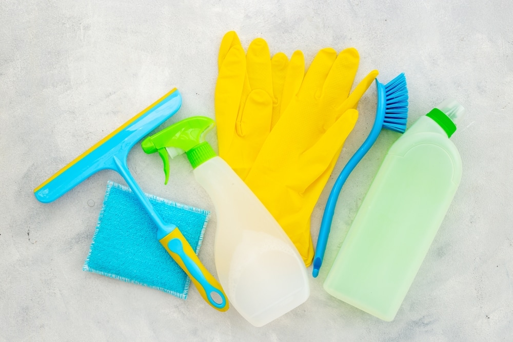 An assortment of cleaning supplies