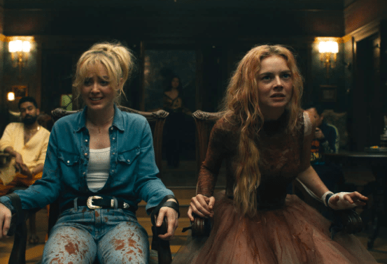 Kathryn Newton (left), Samara Weaving (right) in "Ready or Not 2: Here I Come. (Credit: IMDb)