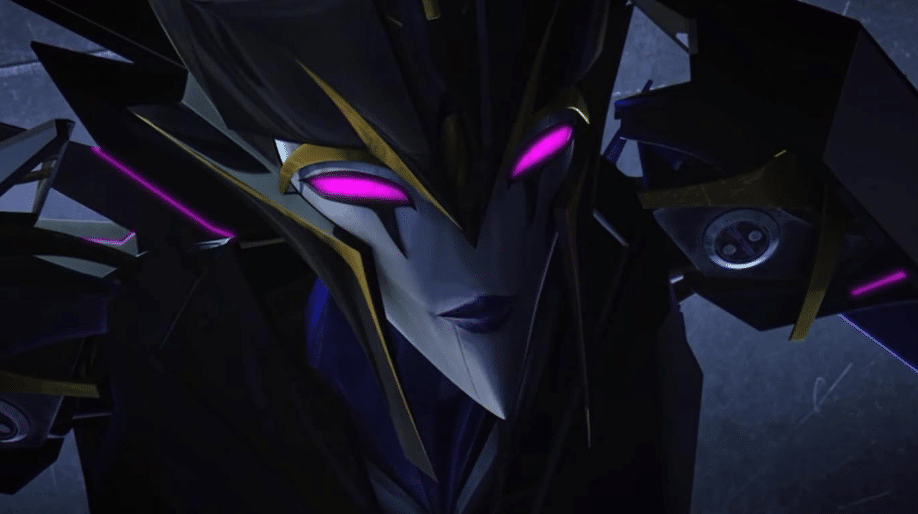 Image of Arachnid spiling at the audience as a promise of violence/her sadistic intent.