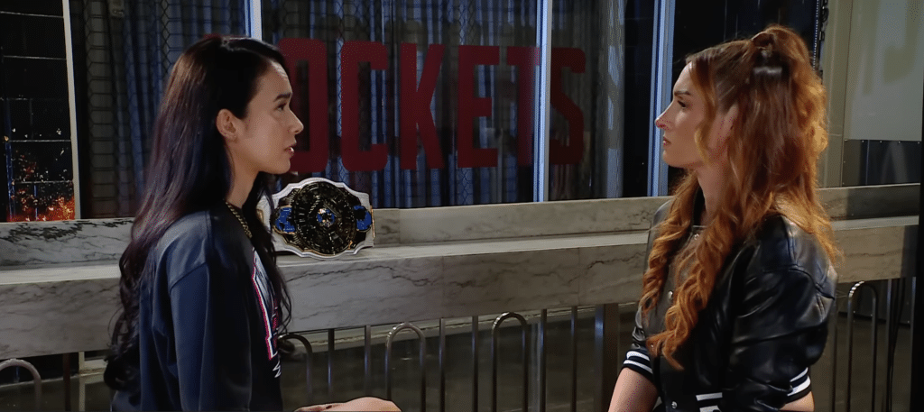 AJ Lee and Becky Lynch doing an interview on WWE Raw